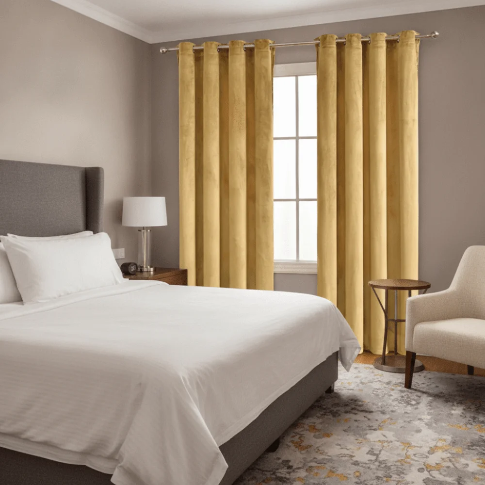 Light-blocking Velvet Curtain Solid Color Soft Texture Touch Window Drape Through-rod No Drilling Privacy Partition Curtains