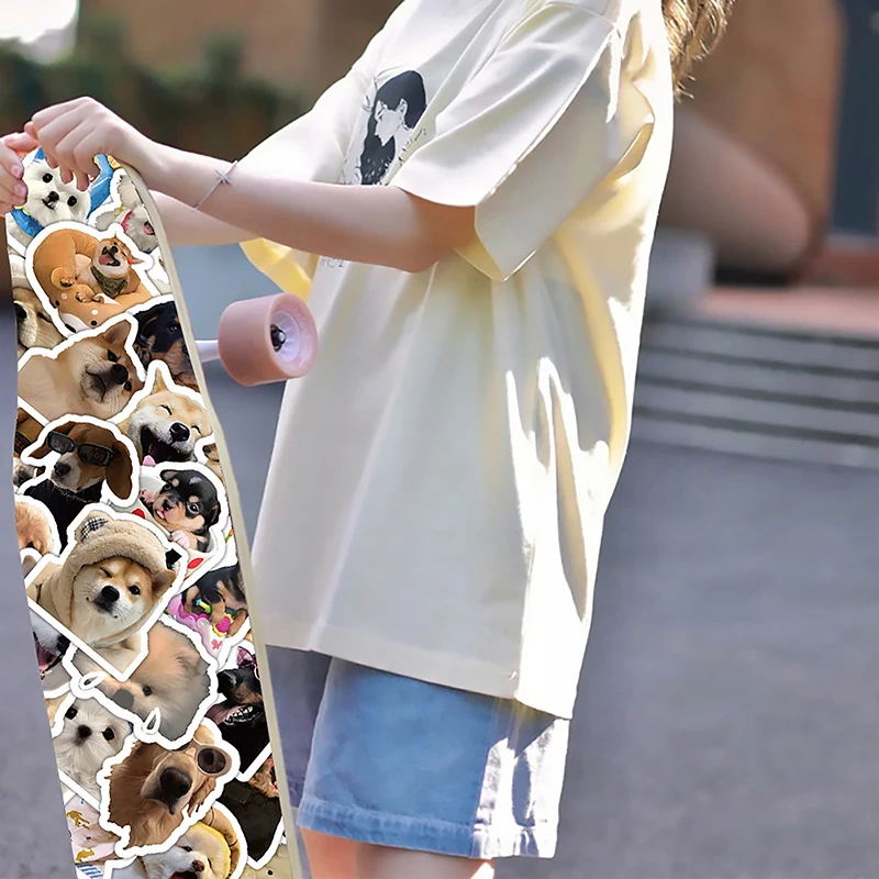 100 ورقة الكرتون جرو مقاوم للماء ملصقات الكتابة على الجدران الأمتعة كوب الغيتار المحمول أعواد تزيين مضحك Kawaii الكلب الشارات