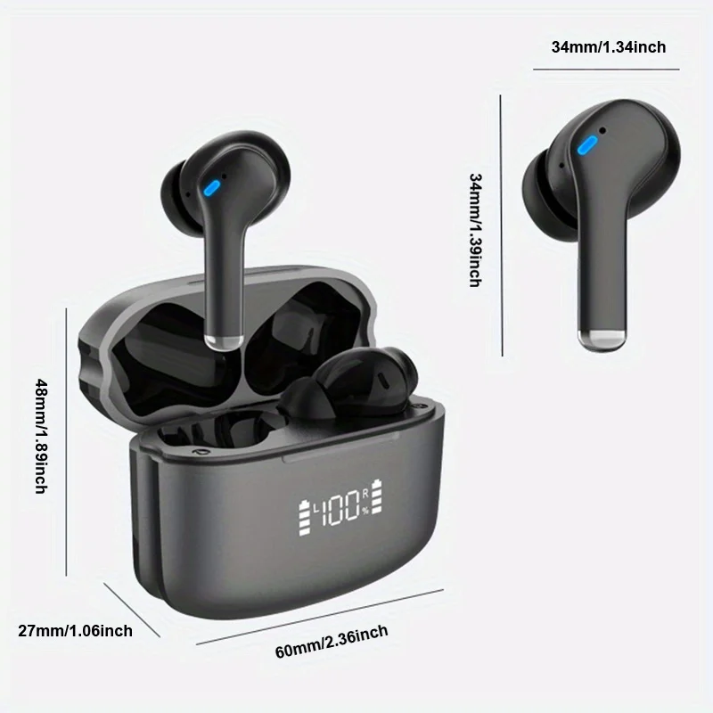 TWS Wireless BT Earbuds Noise Reduction Headphones HiFi Stereo Earphones In Ear Headset With Mic And LED Power Display Charging