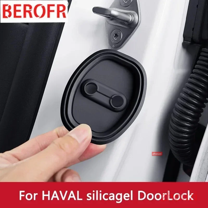 4pcs Absorber Silicone Car Door Lock Buckle Anti-collision Protective Cover For Haval H4 F5 F7X H9 F5 JOLION HURACA XY H6 MAX M6