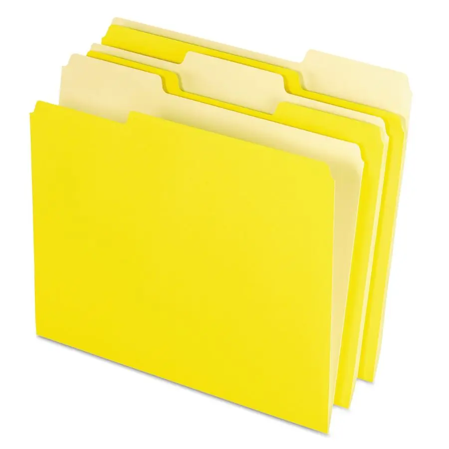 

TwoTone Color File Folders, Letter Size, Yellow, 1 3 Cut, 100 per box 152 1 3 YEL