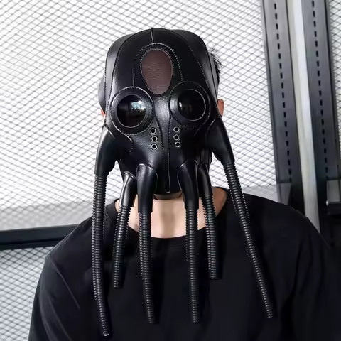 Plague Doctor Gas Mask PU Leather Medieval Steampunk Halloween Cosplay Gothic Funny Carnival Masquerade Party Anonymous Mask
