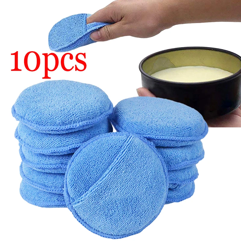 10PCS Car Polishing Waxing Sponges Pad 5 Inch 125mm Microfiber Round Motorcycle Auto Wax Applicator