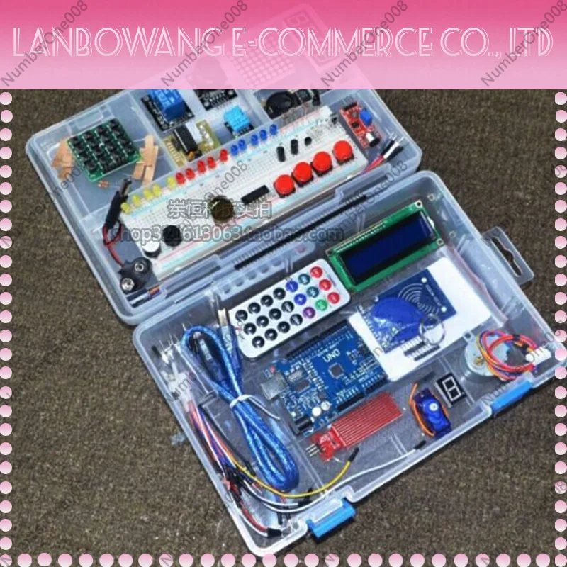 UNO R3 Compatible Learning Kit, RFID Starter Kit with Stepper Motor, Boxed Electronics Programming Set for Arduino