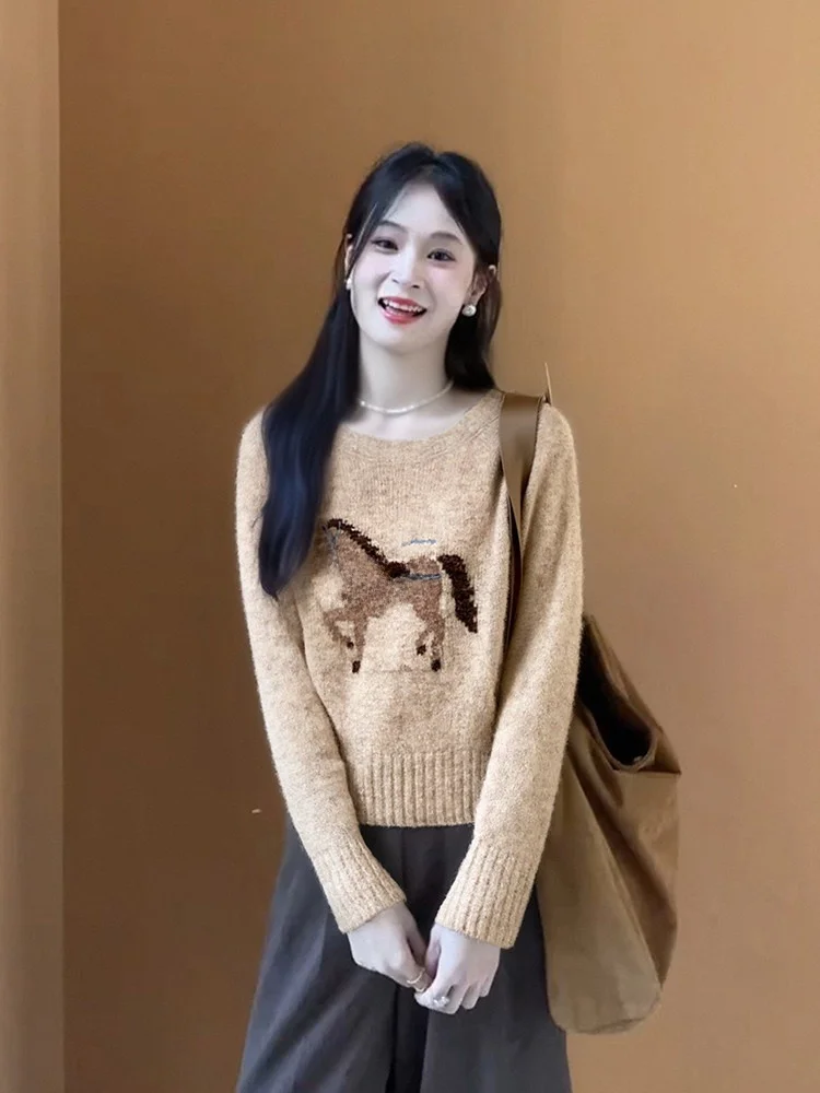 

Korean Sle Soft Thiened Knitted Sweater Women's Autumn Winter New Sle Inner Wear Base irt Trendy Long Sve round Ne