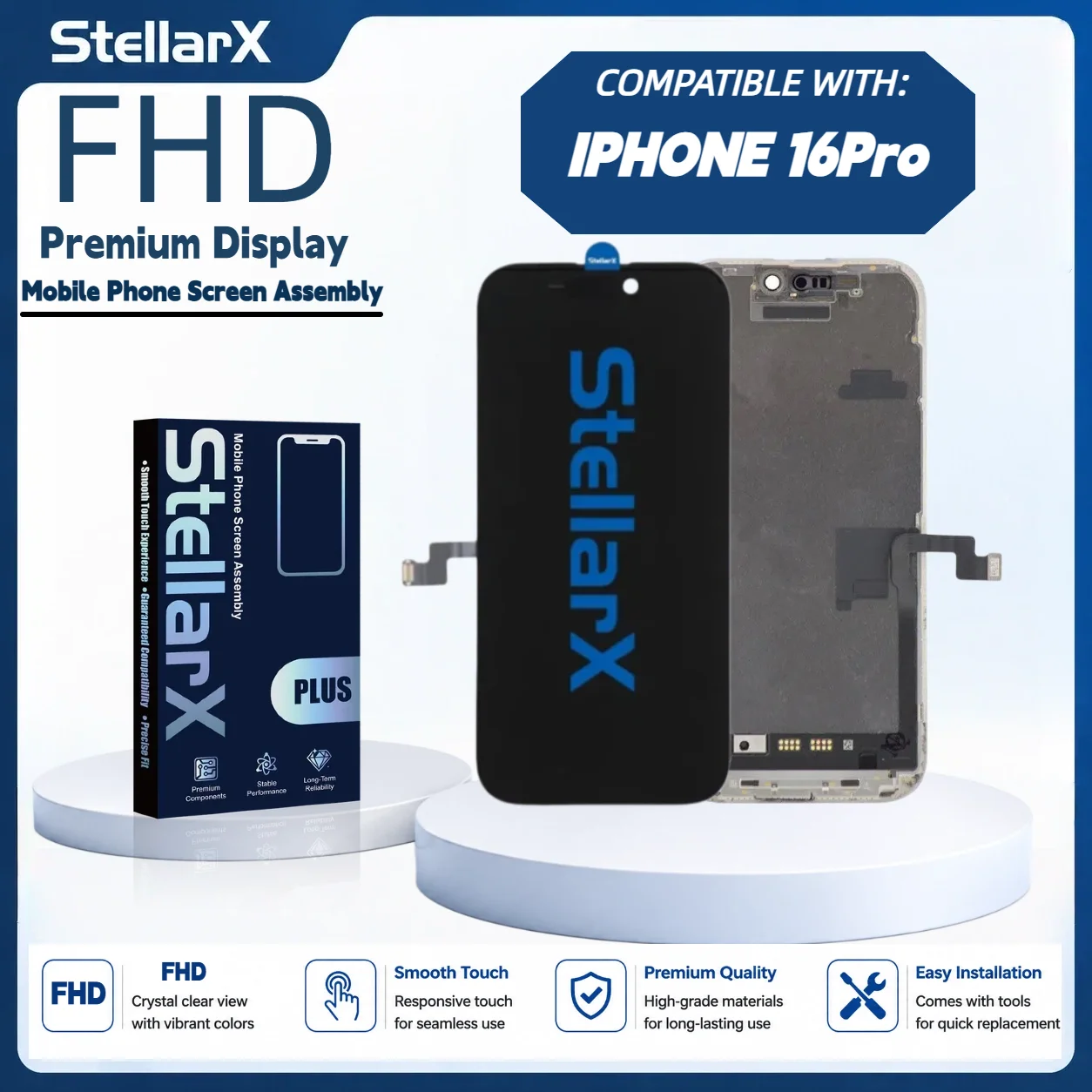 StellarX Display For iPhone FHD High Color Gamut For iPhone16Pro Screen Replacement Assembly Repair Parts Full HD Display Module