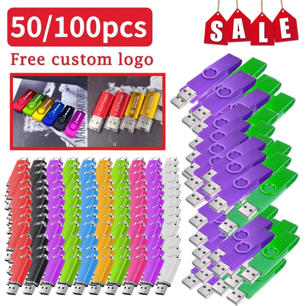 

50/100pcs factory price usb2.0 flash drive 512MB 4GB 16GB usb metal pendrive 4GB 64GB usb memory stick Free Custom logo gifts