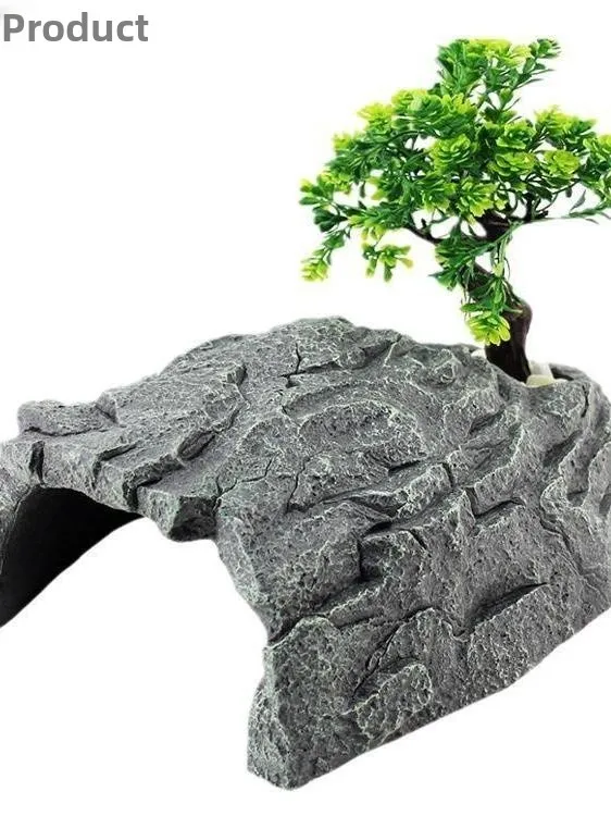 سلحفاة S كهف الراتنج مخبأ منزل Suthing منصة F elter الزواحف الحيوانات الأليفة اكسسوارات مواد الدلاء الزخرفية #5