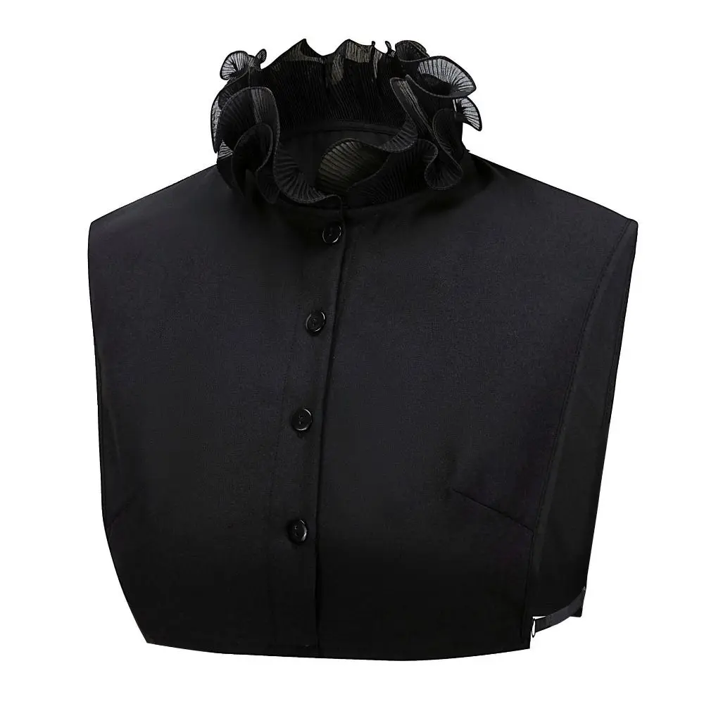 Ruffle Edge Women Fake Collar Detachable Double-layer Stand-up Collar High Stand White Black Blouse Collar Four-season Wear