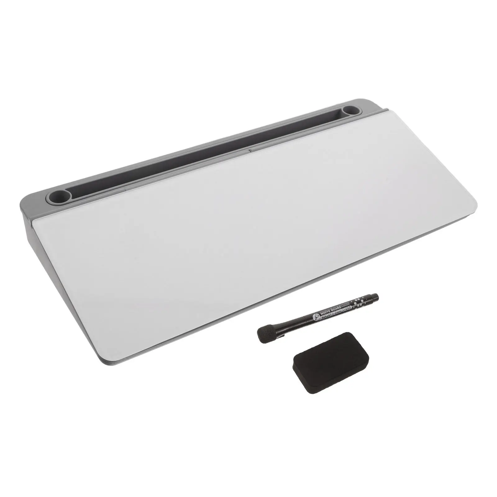 Tempered Glass Desktop Whiteboard with Storage 15x7 Inch Modern Desk Organizer Memo Pad Dry Erase Note Board for Office Home