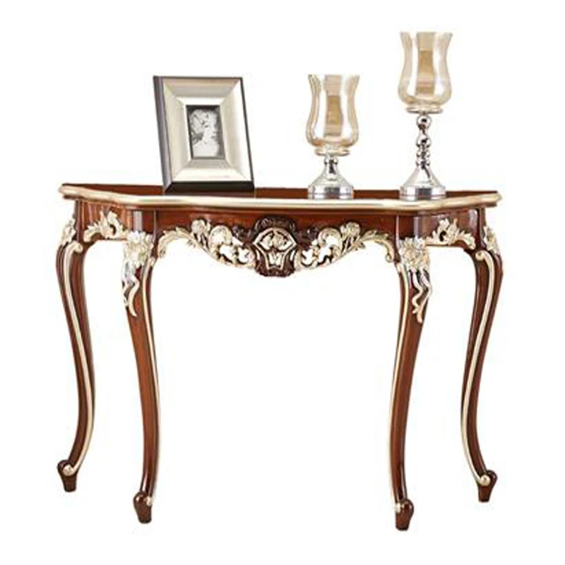 American - style Wall - against Porch Cabinet Table: European Light Luxury Meets New Chinese Charm in Foyer Semi - round Shelf