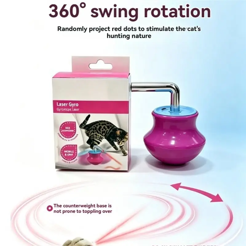 AB34-Electric Tumbler Gyro Cat USB Charging Infrared Light Pen Self Pleasure Relieving Tool Cat Teaser Pen