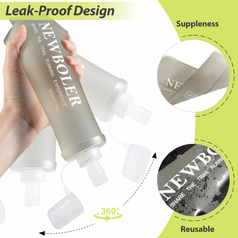 500/800/1000ml Sport-Wasserflasche TPU Faltbare Weiche Trinkflasche Tragbare Wasserflasche für Laufen Wandern Radfahren Fitness Wasserbeutel – Detail 7