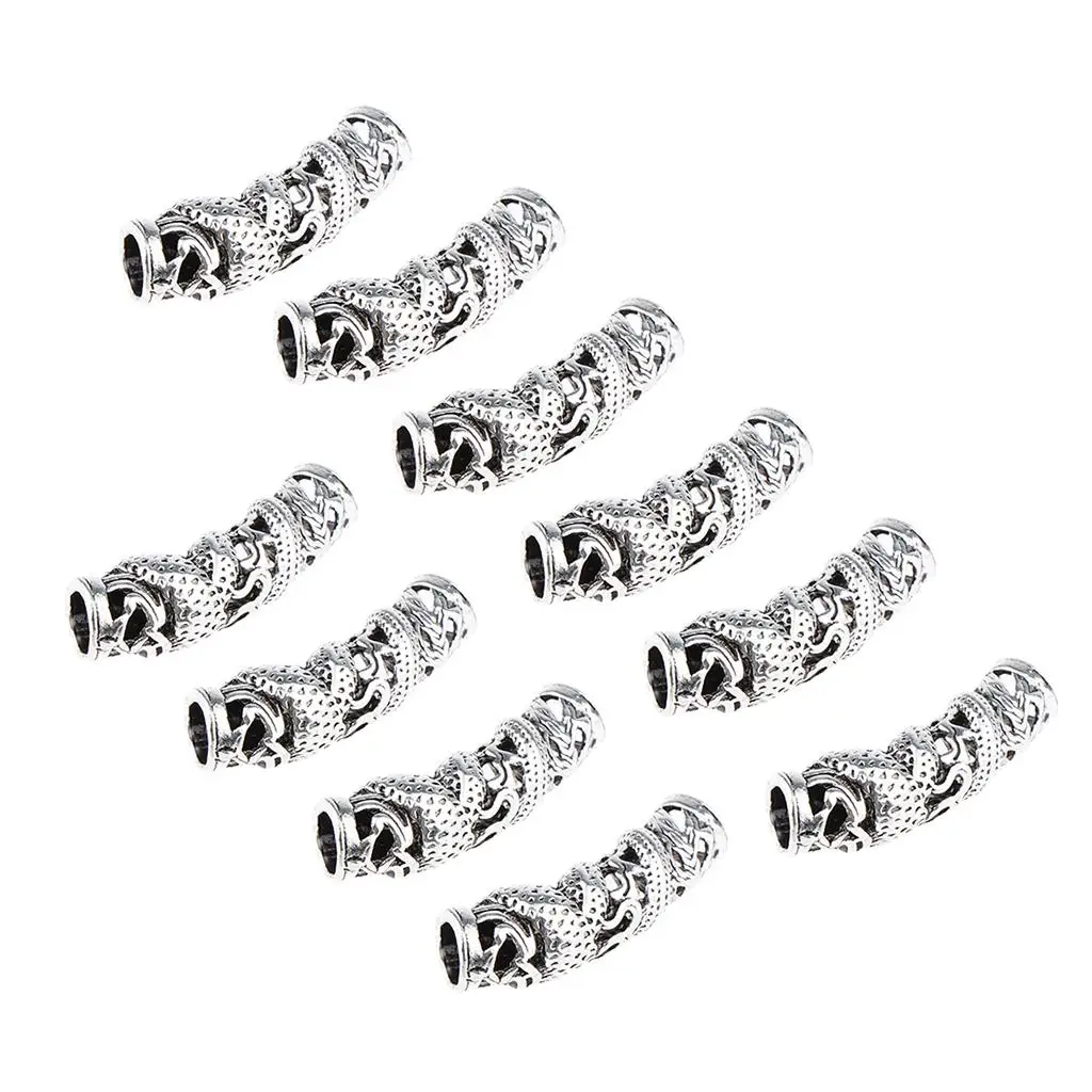 10 Stück Haarschlauchperlen Dreadlocks Perlen Haarflechten Schmuck Haardekoration Zubehör, DIY Tibetisch, 2 Stile