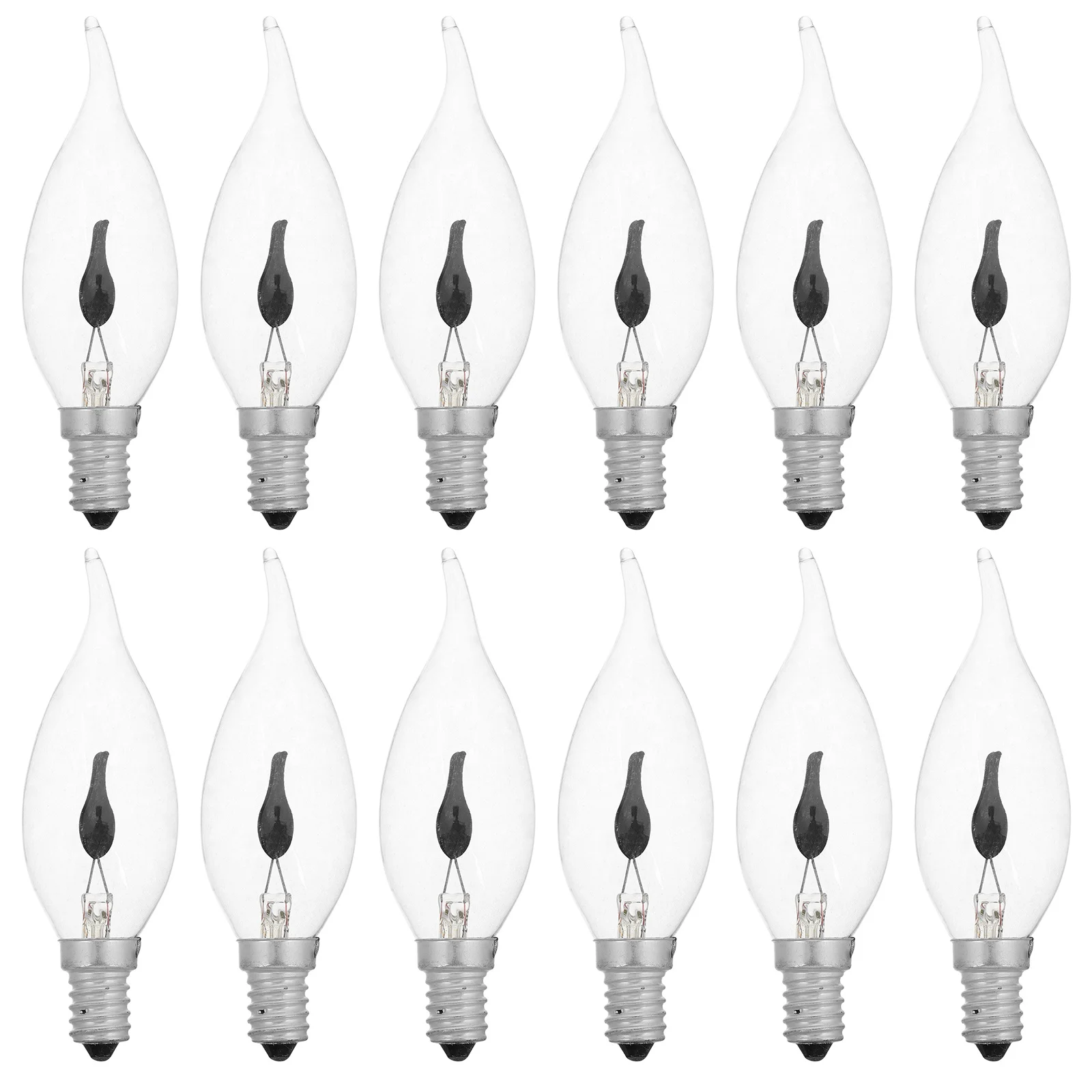 

12Pcs Flicker Flame Bulbs Unique Candelabra E14 Base Nightlight for Cozy Romantic Atmosphere Mimic Real Fire Effect