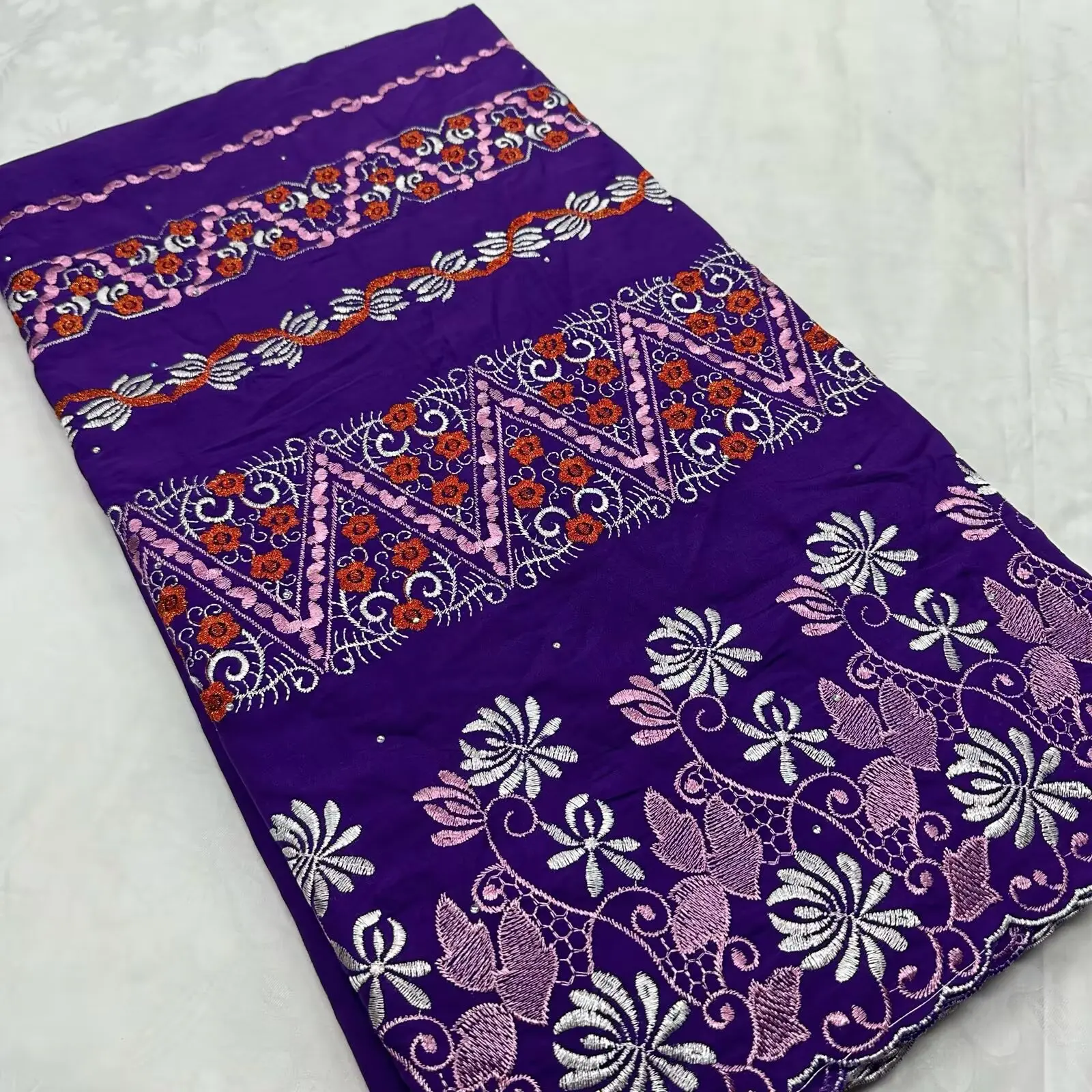 

2025 5 Yards Nigerian Layfaya 100% Cotton Lace Fabric With Stones Embroidery Lace High Quality Swiss Voile Lace Material Dresses