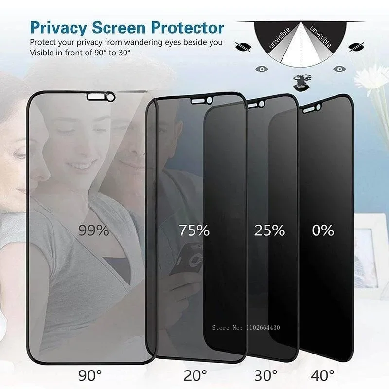 1PCS  Privacy Tempered Glass For iPhone 16 14 13 12 11 Pro X Xs Max Plus Antispy Screen Protector For iPhone 7 8 Plus