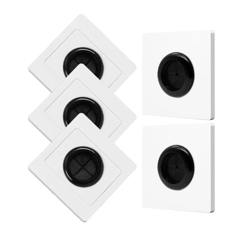 5Pcs Cable Management Wall Plate with Rubber Pad Blank Panel Cable Pass Through Outlet Cover for Wire Organization