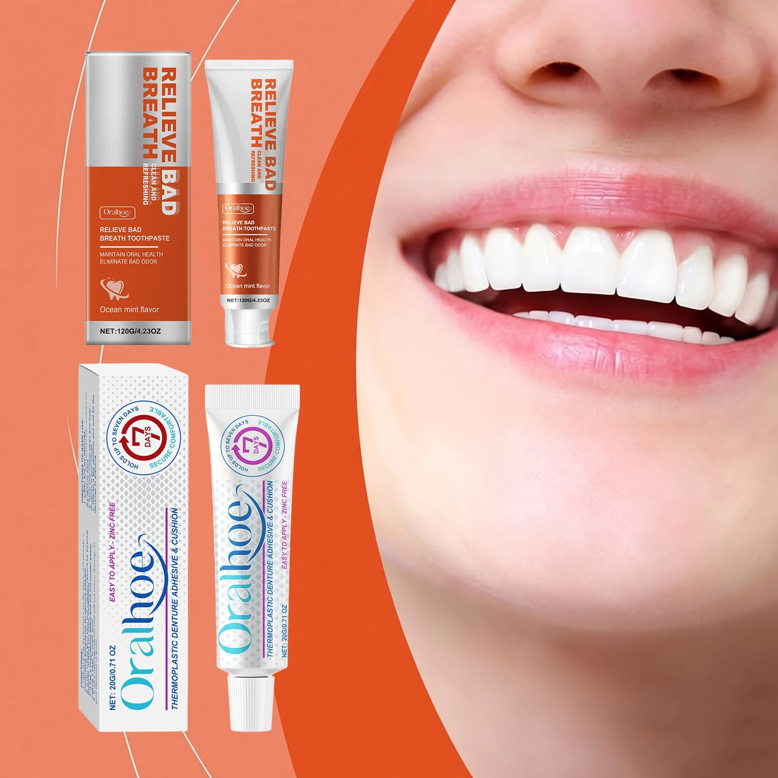 Dentifrice Oralhoe Nettoyage Doux Soin des Dents Blanchissant Fixateur de Prothèses Dentaires Confortable Sûr Longue Durée Réutilisable