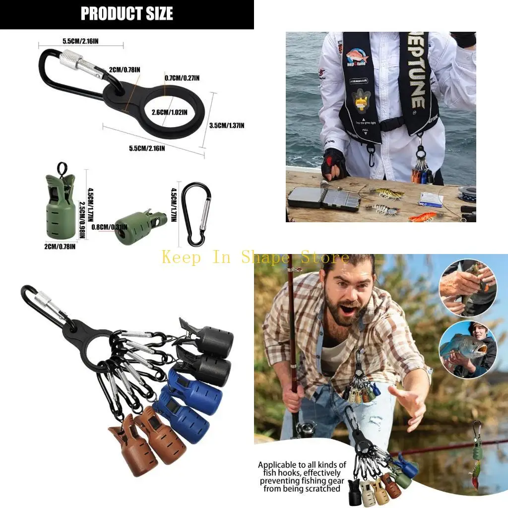 

U1JC Fishing Hook Cover with Carabiner Fishing Lure Protective Caps Hook Bonnets