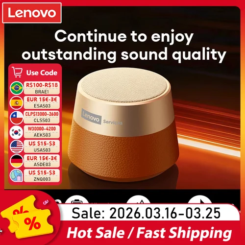 Imagen 1 del producto Altavoz Bluetooth 5.4 Lenovo HD103, Mini Altavoz Inalámbrico Portátil, Sonido Estéreo de Alta Calidad, Audio TWS para Exteriores con Bajos Potentes para Teléfono y PC