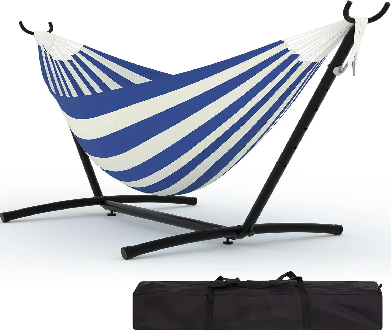 

Double Hammock with Stand for Outdoor & Indoor Use, Portable Space-Saving Steel Frame with Carrying Bag, 450 lbs Capacity
