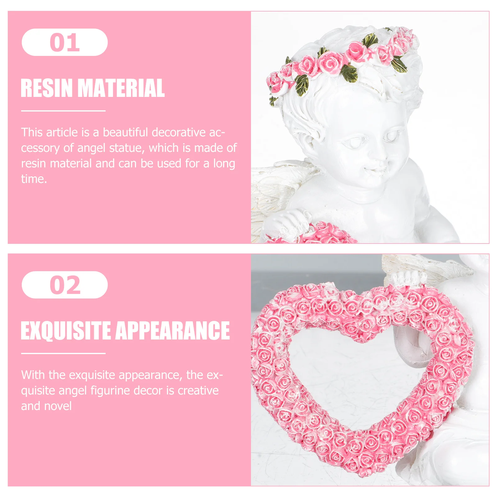 

1Pair Resin Heart Ornaments Creative Desktop Decoration Indoor Outdoor Home Decor Desktop Angel Decoration