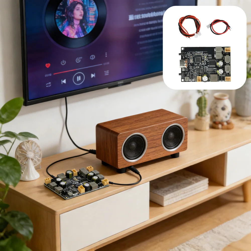 Module amplificateur Bluetooth TWS double canal 10W + 10W DC5V, interface de Type C de sortie double canal, algorithme d'amélioration des basses