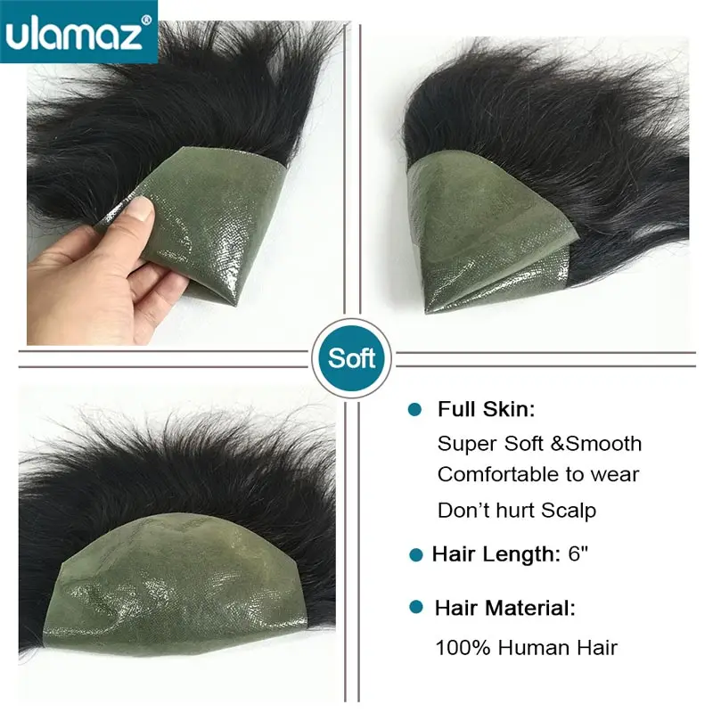 Super Soft Skin Base Man Wig Hair System Unit Wig For Men Delicate Pu Toupee Capillary Male Hair Prosthesis Natural Human Hair