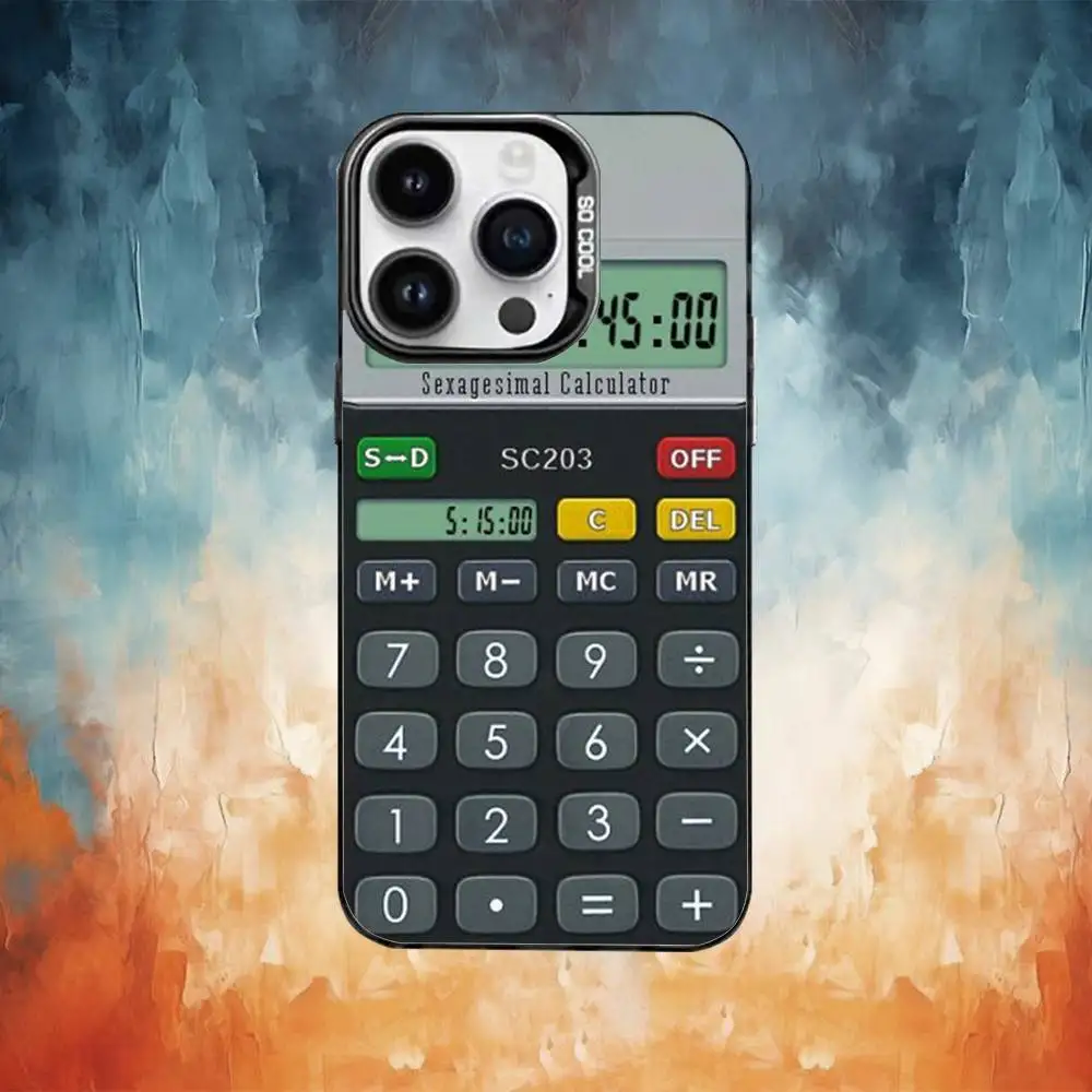 مضحك أنيق C-حاسبة جراب هاتف آيفون 17 16 15 14 13 12 11 برو ماكس زائد الفضة ماتي غطاء أسود