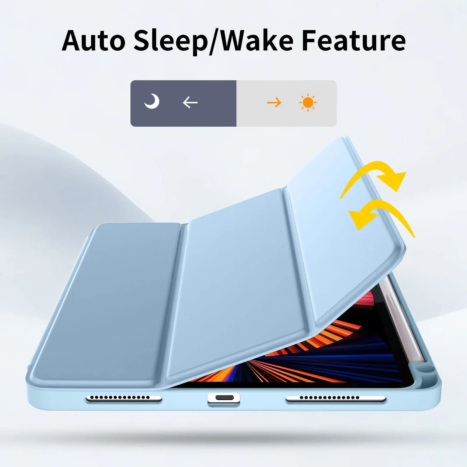 Pencil Case for iPad Pro 11 Inch 4th/3rd/2nd Generation 2022/2021/2020 Magnetic Trifold Flip Stand Smart Cover, Auto Wake/Sleep