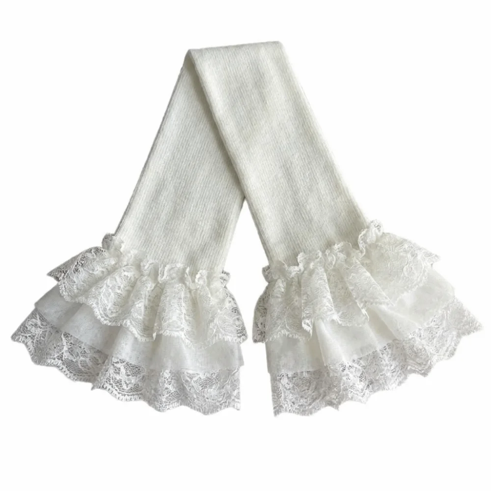 

1Pair Trendy Long Patchwork Sleeves Embroidery Knitting Elastic Elbow Sleeve Black White Detachable Fake Sleeves Women