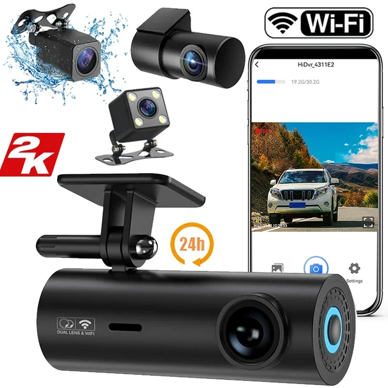 2K Car Dash Cam DVR Recorder Auto Recorder APP Control Black Box WIth WIFI Voice 24h Parking Monitoring function car accessories