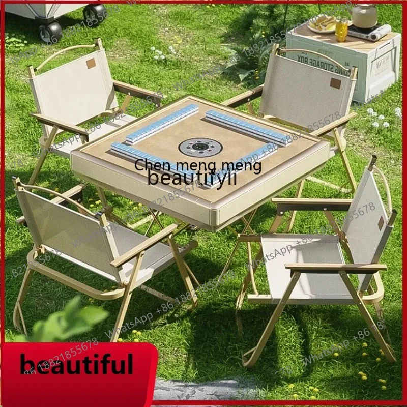 

X Outdoor camping] Mobile mahjong machine automatic dining table dual-purpose mahjong table