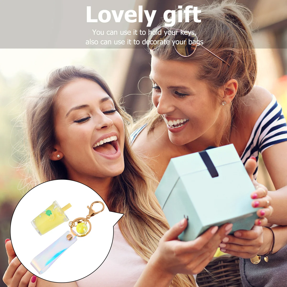 

1Pcs Lovely Fruit Quicksand Keychain Acrylic Keyring Perfect Bag Cell Phone Decoration Key Ring Quicksand Fruit Key Ring