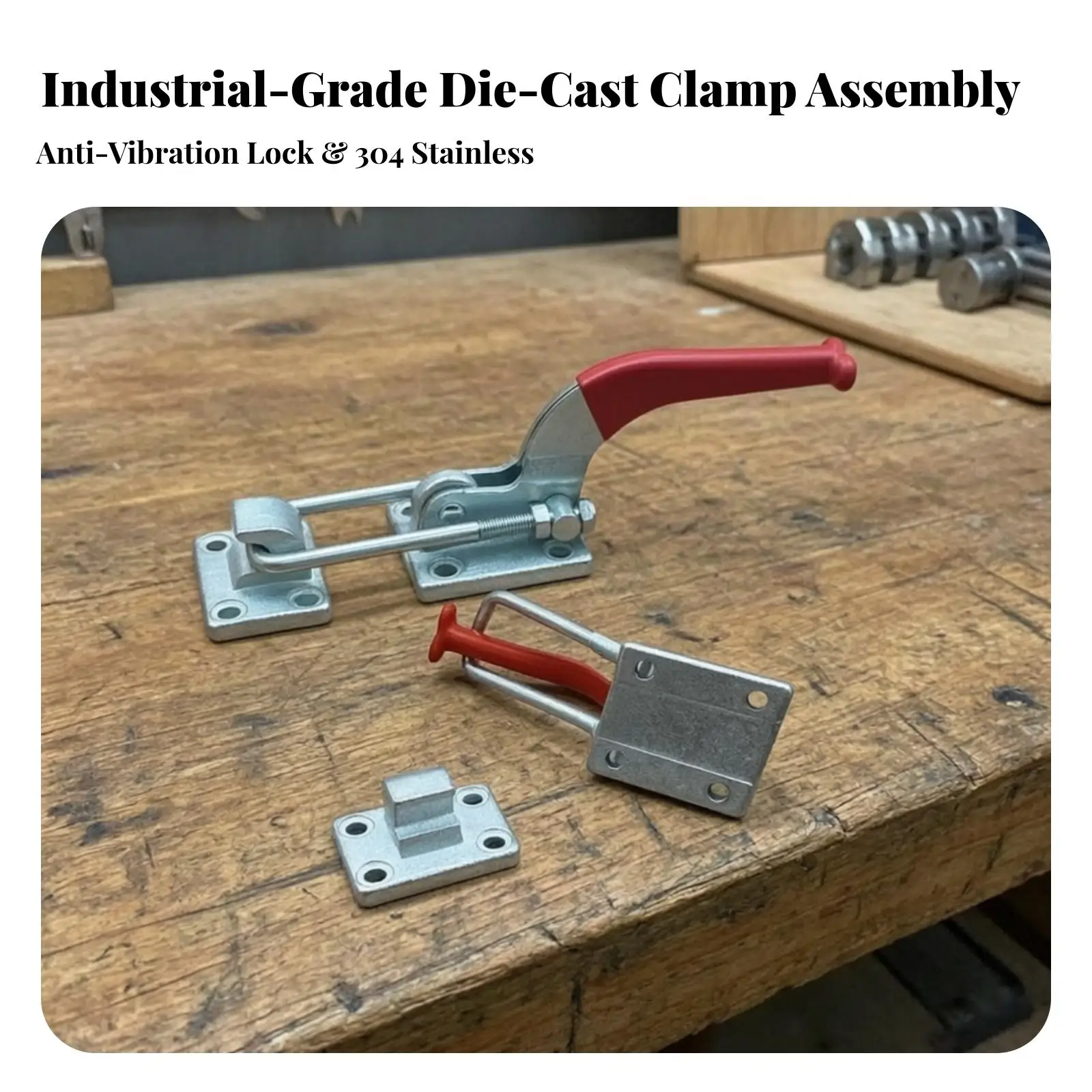 Adjustable Clamp Lock Iron Toggle Latch with 220mm Red Lever Handle for Secure Door Hold
