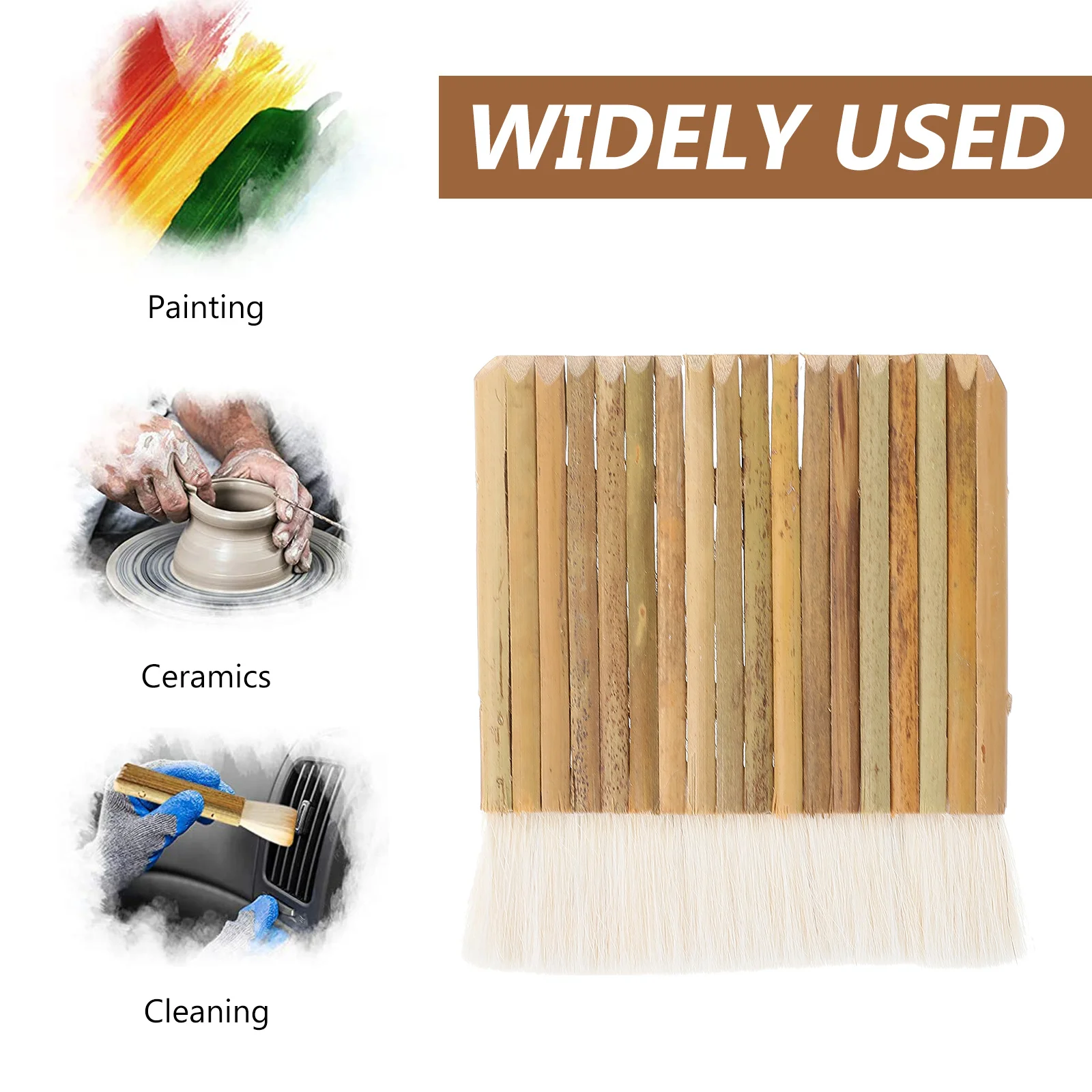 

5pcs Wool Hake Brushes For Painting Watercolor Oil Latex Flexible Hair Resistant Wide Tip Wooden Handle Art Supplies Drawing