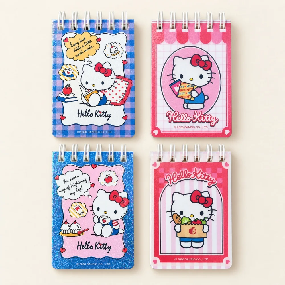 Genuine Sanrio Hello Kitty Pocket Memo Pad Spiral Notebook Character Goods Cute Stationery for Study Office Daily Notes Gift