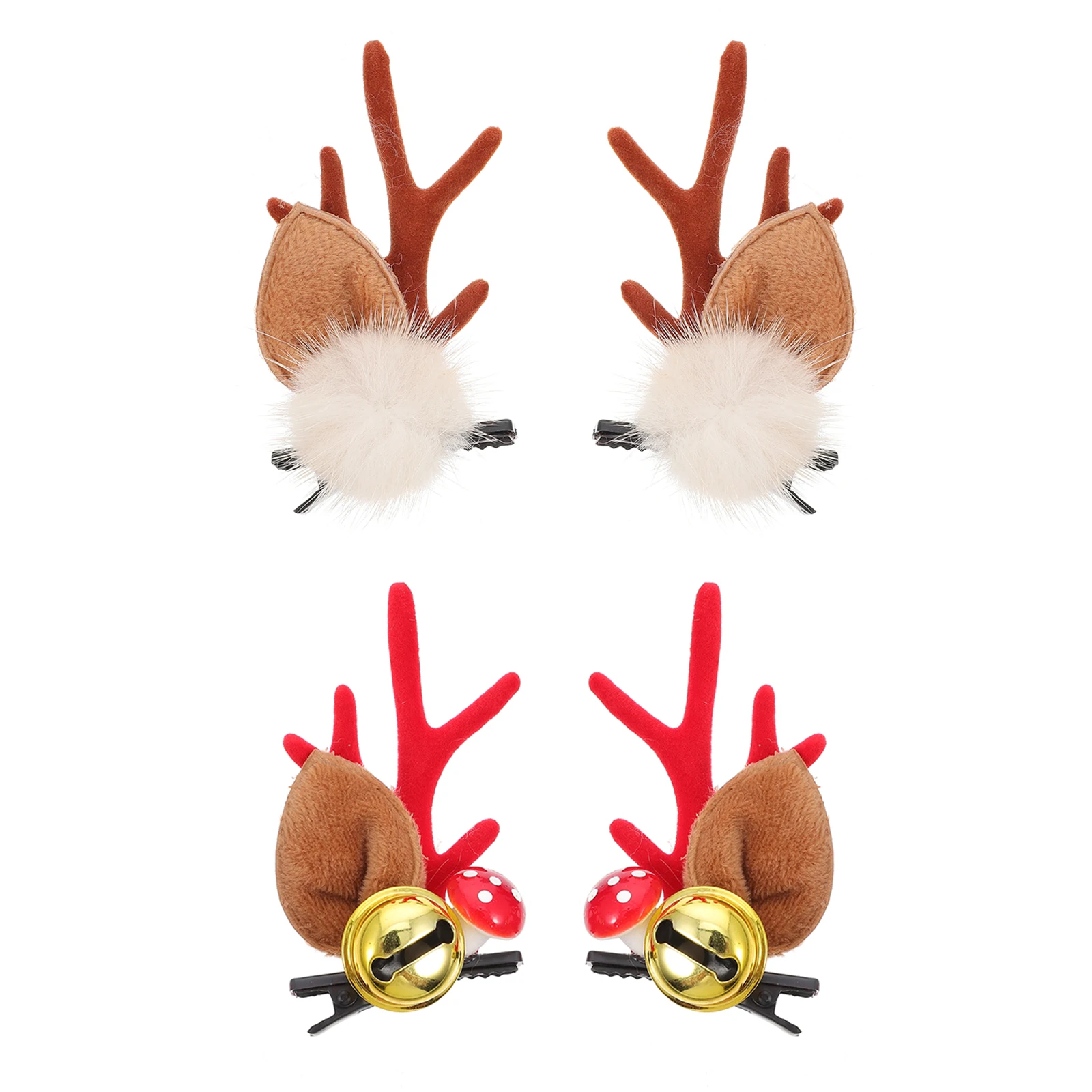 Épingles à cheveux oreilles en corne de cerf, 4 pièces, Barrette en bois d'élan, pince à cheveux de noël pour femmes, cornes d'animaux, accessoire de Costume