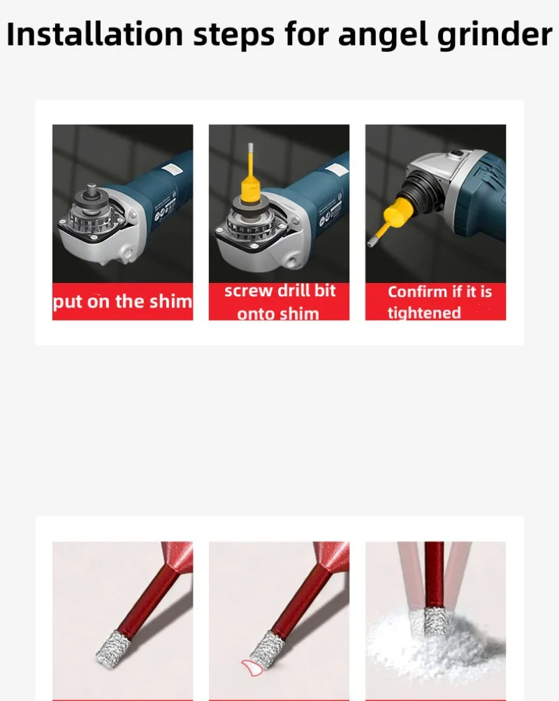 Punte diamantate a secco M14 6-12mm per piastrelle Porcellana Marmo Vetro Granito Foro Sega a tazza Accessori Taglio