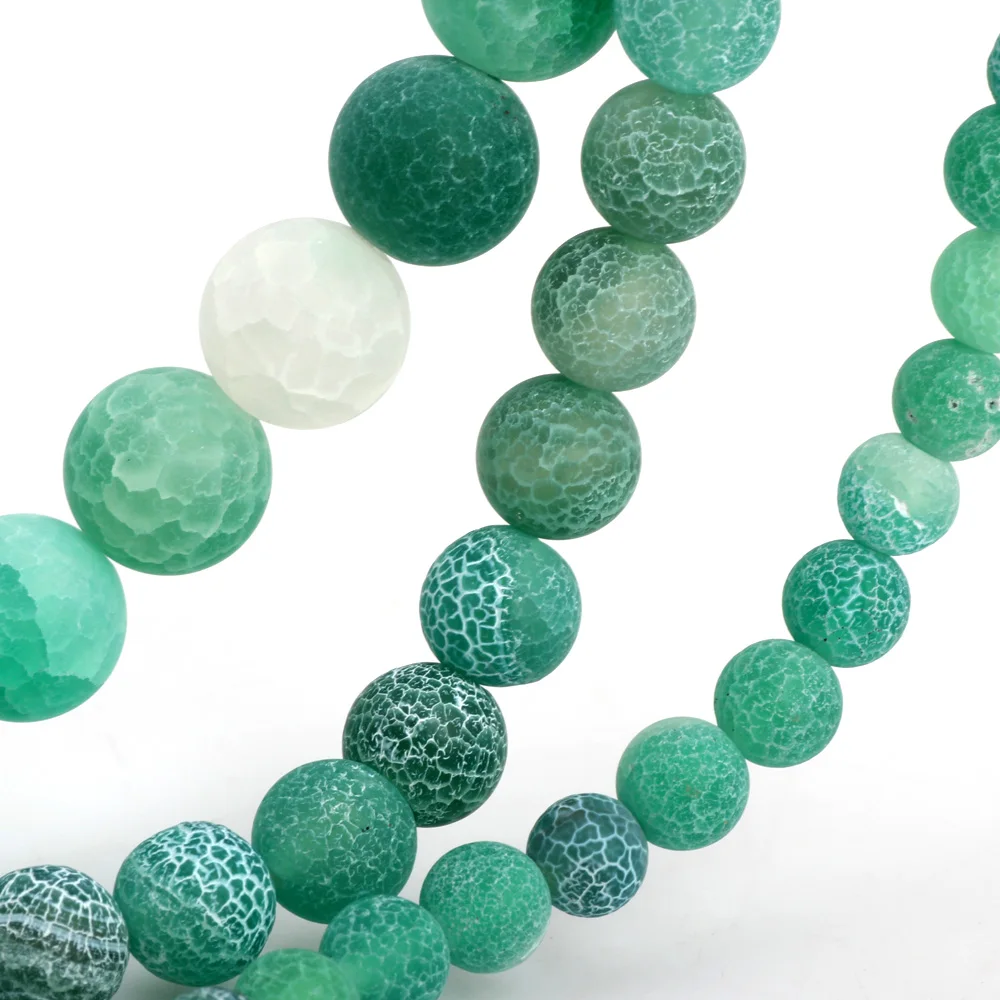006 Model 6MM/8MM/10MM Matte Green Stained White Stripes Natural Stone Pine Beads DIY Necklace Jewelry Making image 2