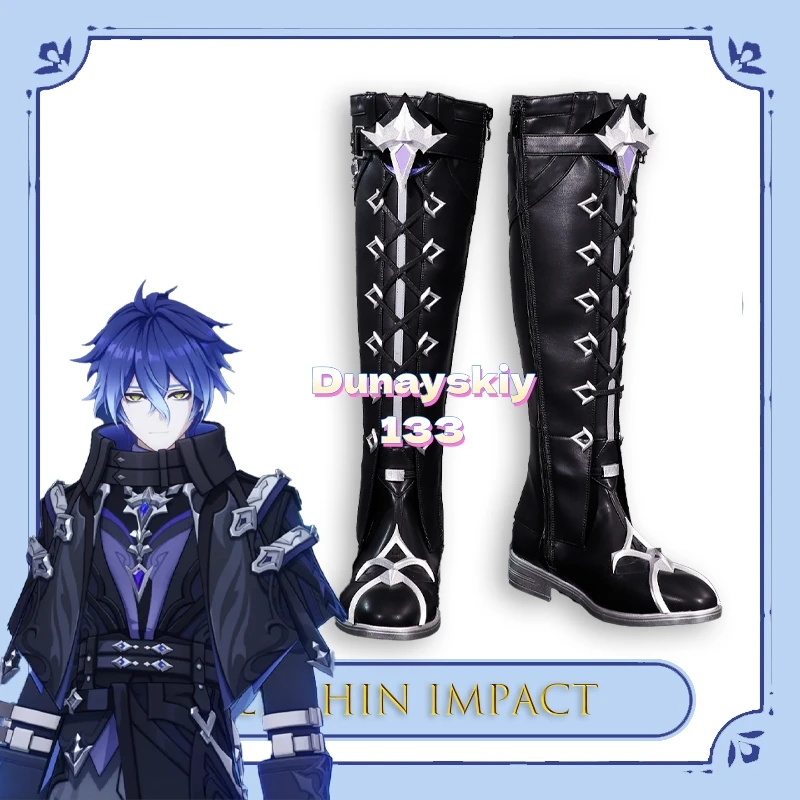 

Genshin Impact Flins, ботинки для косплея, мужская обувь для выступлений в стиле аниме, идеально подходящая для Хэллоуина, карнавала, ролевых игр, костюм для вечеринки, реквизит