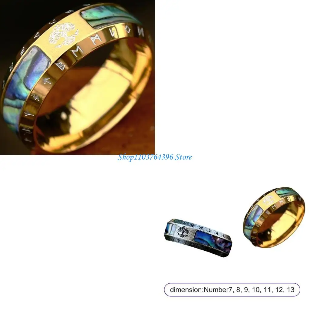 G7NC Retro Styles Nordic Fikinged Rings محمولة للرجال الذين يضم رمز Yggdras