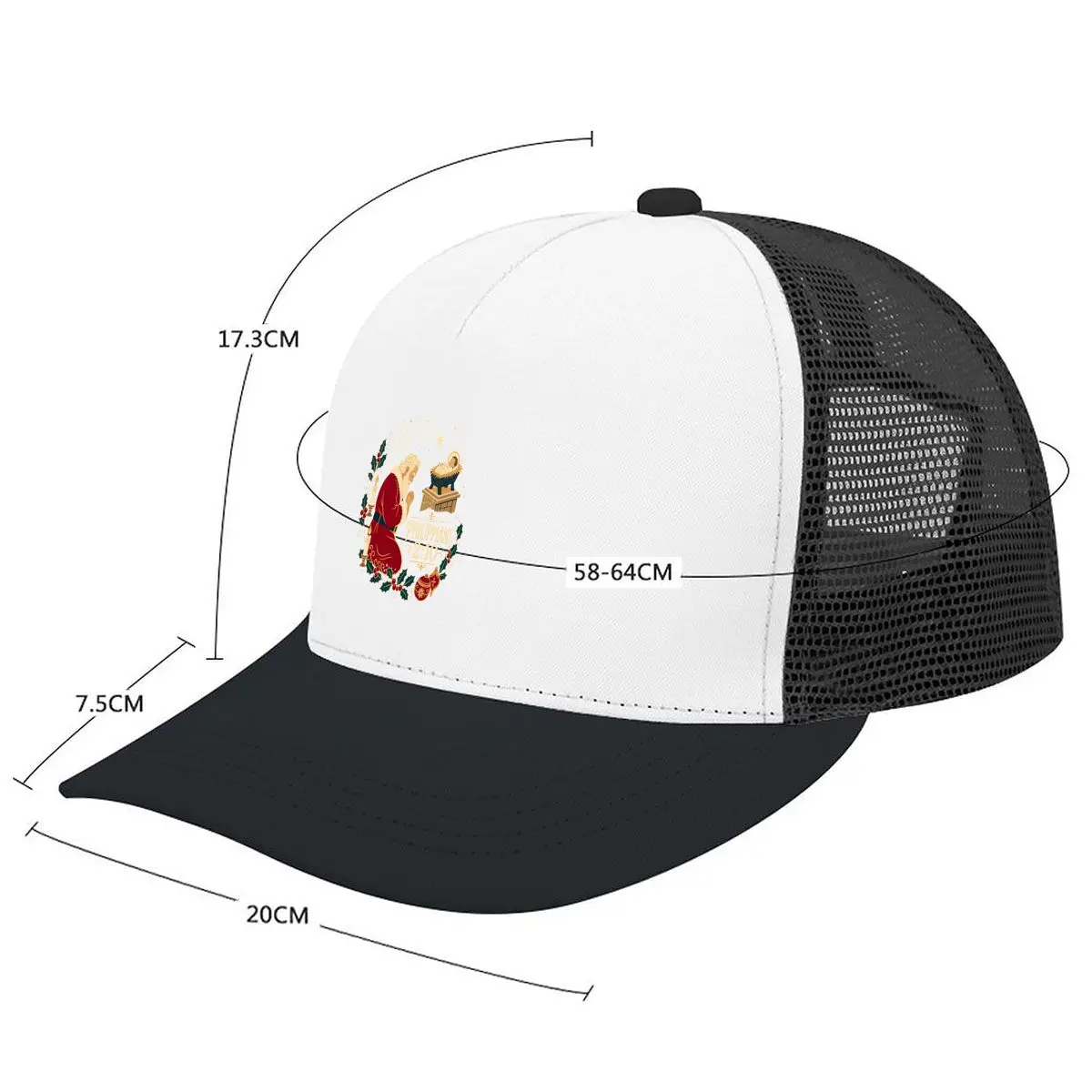 Kneeling Santa Nativity Faith Christ Mesh Baseball Cap Casual Hat Outdoor  For Womens Unisex Female