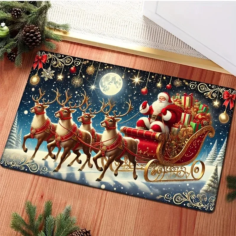 VIKAMA Weihnachtsteppich, verschiedene Stile, Fußmatte, weicher Wohnzimmerteppich, Teppich für Schlafzimmer, Willkommensmatte, Outdoor-Teppich, dekorativ, ca