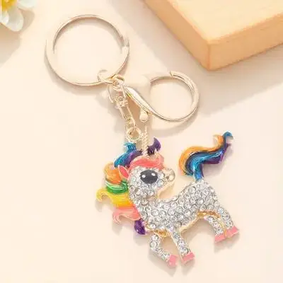 

Rhinestone Unicorn Key Ring Bag Decor Exquisite Workmanship Comfortable Feel Mobile Phone Bag Pendant Multi-Function Gift