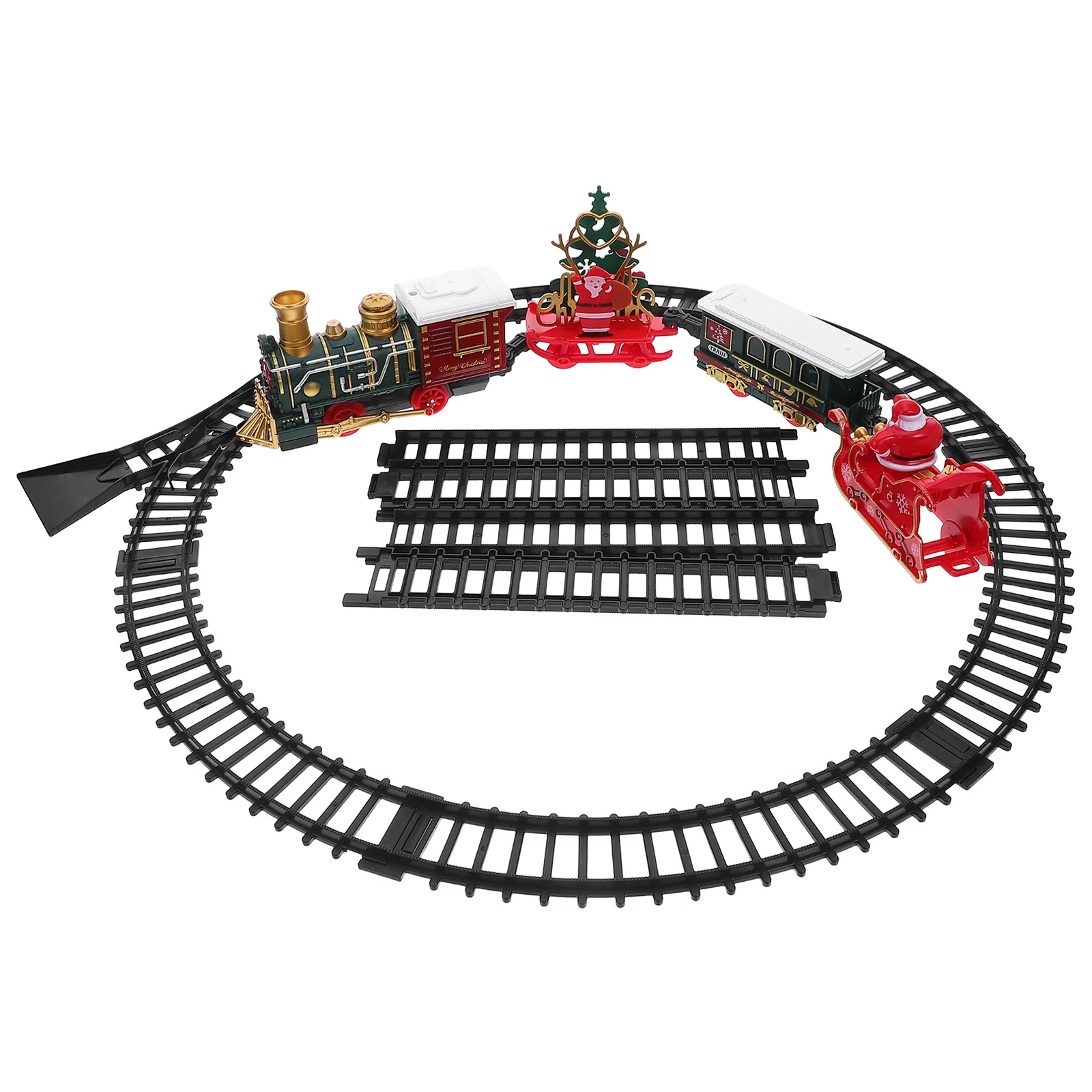 1 Juego de tren de Navidad iluminado con sonido, sistema de seguimiento de motor de vapor, locomotora Retro de vacaciones para niños, juego imaginativo