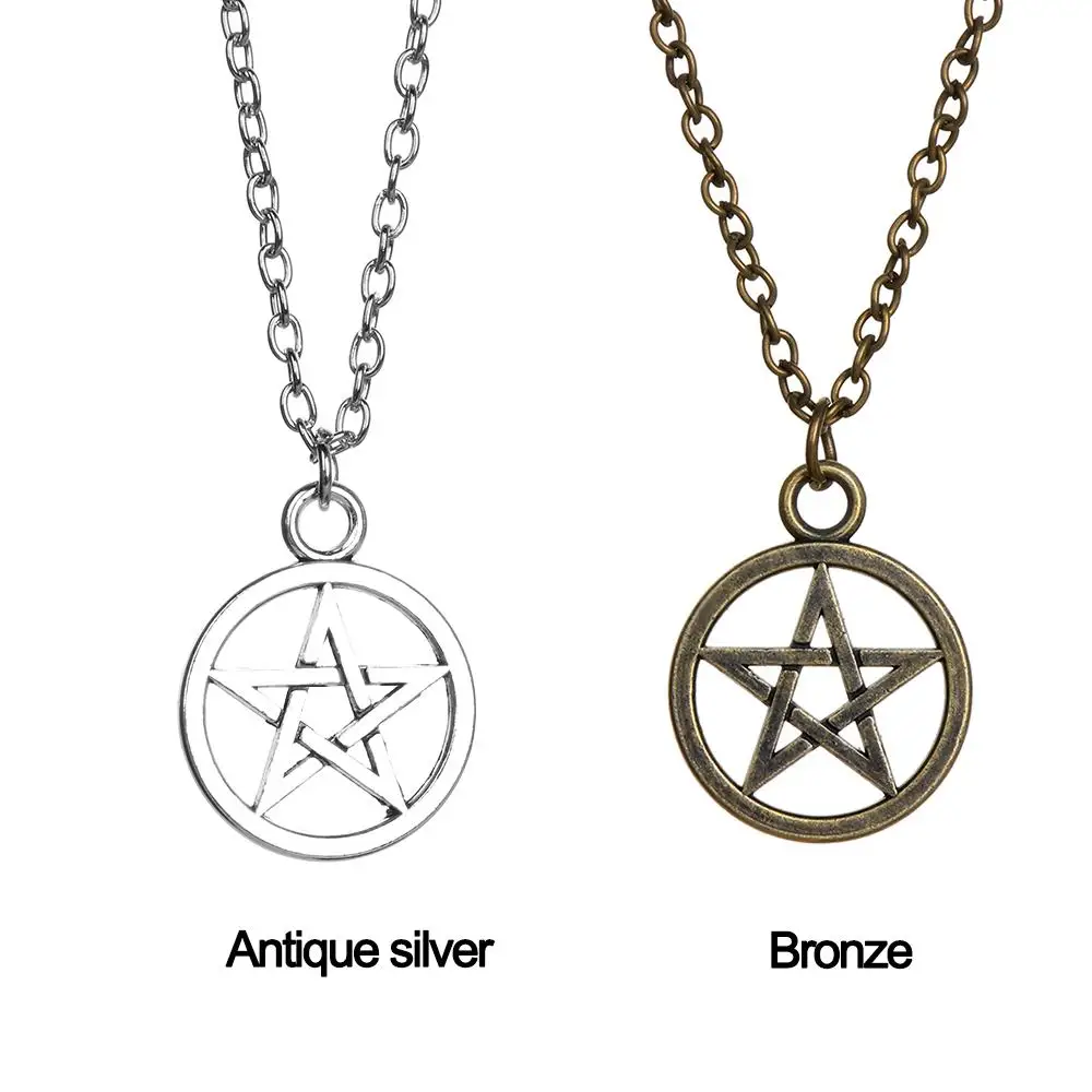 الرجال لوسيفر الدينية خمر الشيطان علامة الخماسي قلادة الرجعية #6