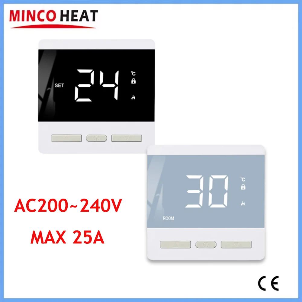 

MINCO HEAT AC 220 В± 20% регулятор комнатной температуры для подогрева пола MAX 25A 4500 Вт цифровой термостат с датчиком зонда 3 м