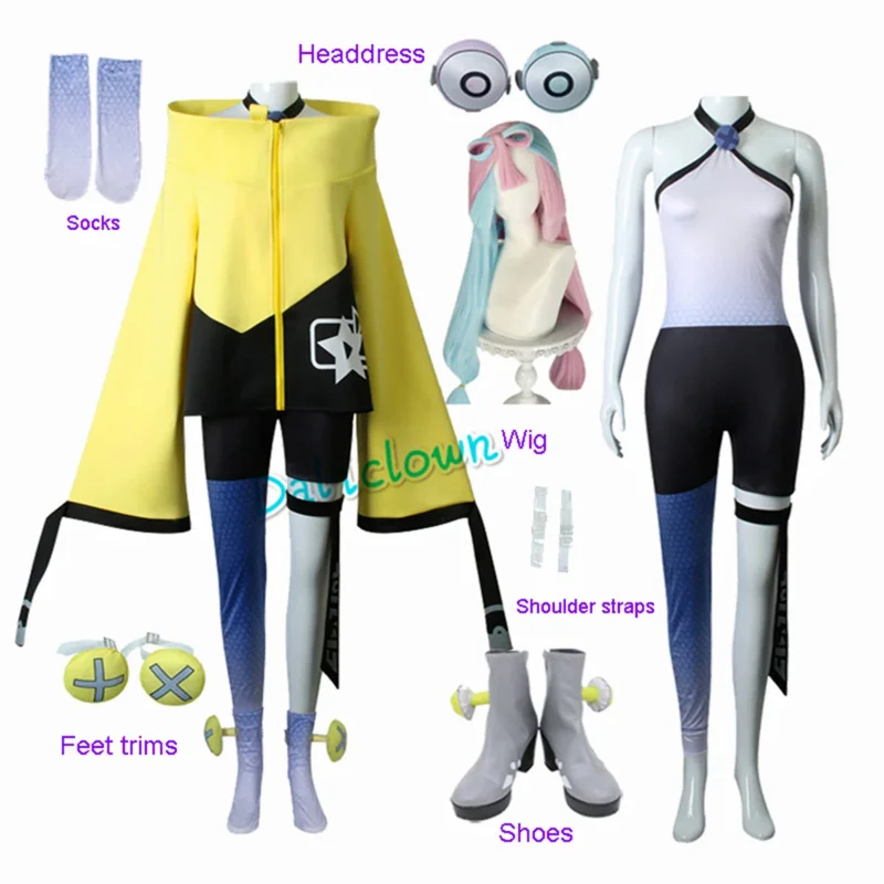 Game Anime Lono Cosplay Costume Shoes Scarlet and Violet Cosplay Paldea Region Lono Women Halloween Party Costume Cosplay Wig